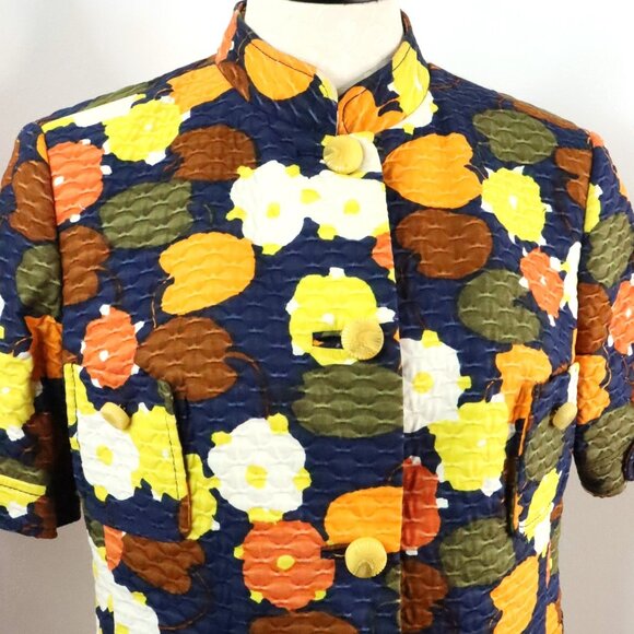 Vintage H. Neuber Women's 6/M Retro Mod MCM Floral Blazer Jacket Skirt Suit Set - Picture 4 of 16